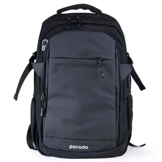 Porodo Lifestyle Water-Proof Oxford + PU Backpack With USB-A Port &ndash; Black